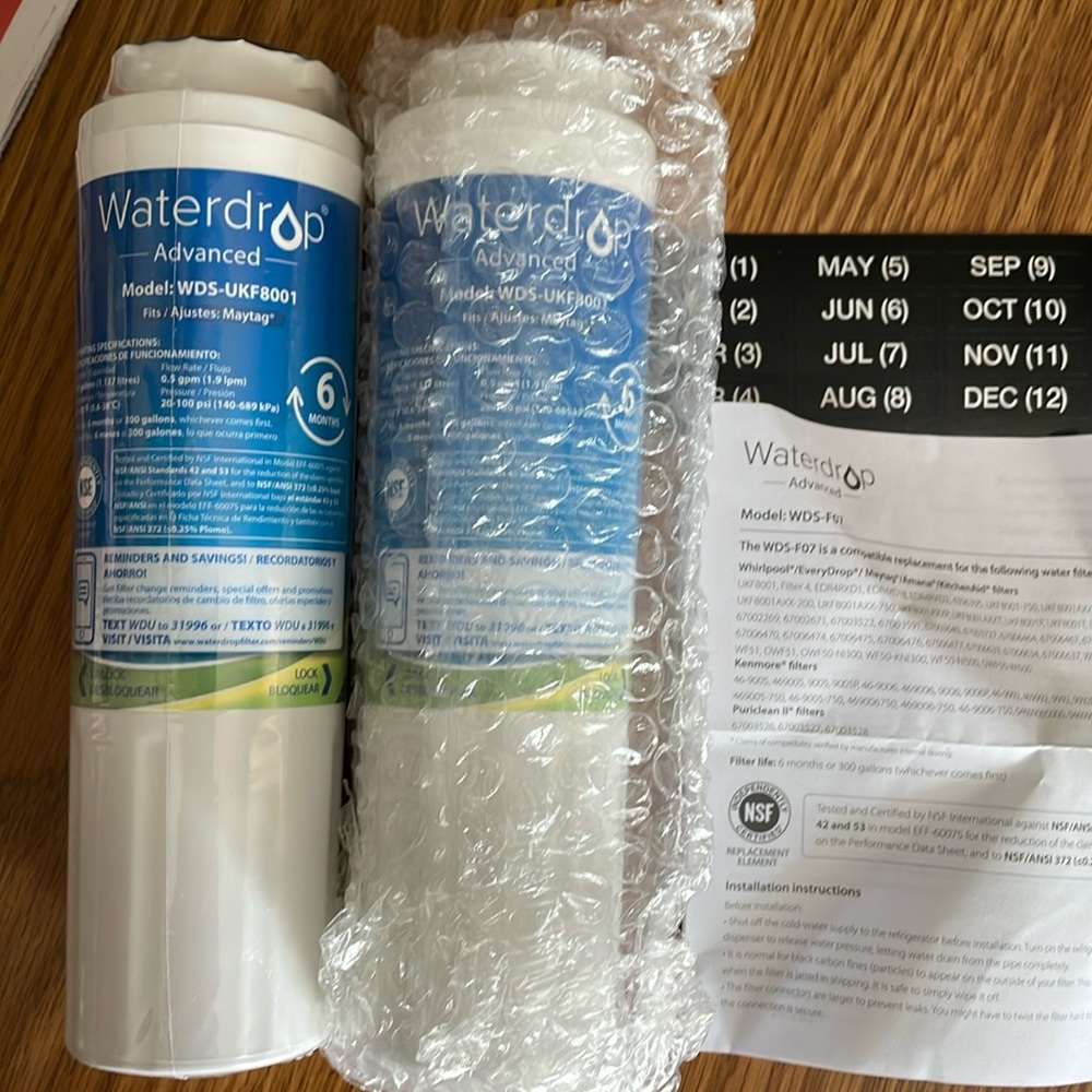 2 filters. Model WDS-UKF8001 new sealed. Bought wrong ones, my loss, your gain!
